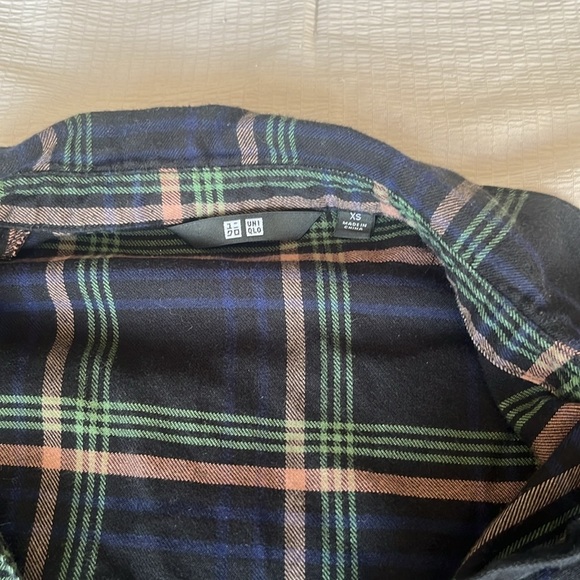 Uniqlo flannel plaid dress navy size extra small - Picture 3 of 8